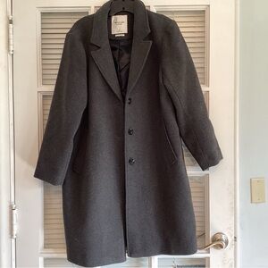 Abercrombie & Fitch Men's Dark Charcoal Single-Breasted Pea Coat